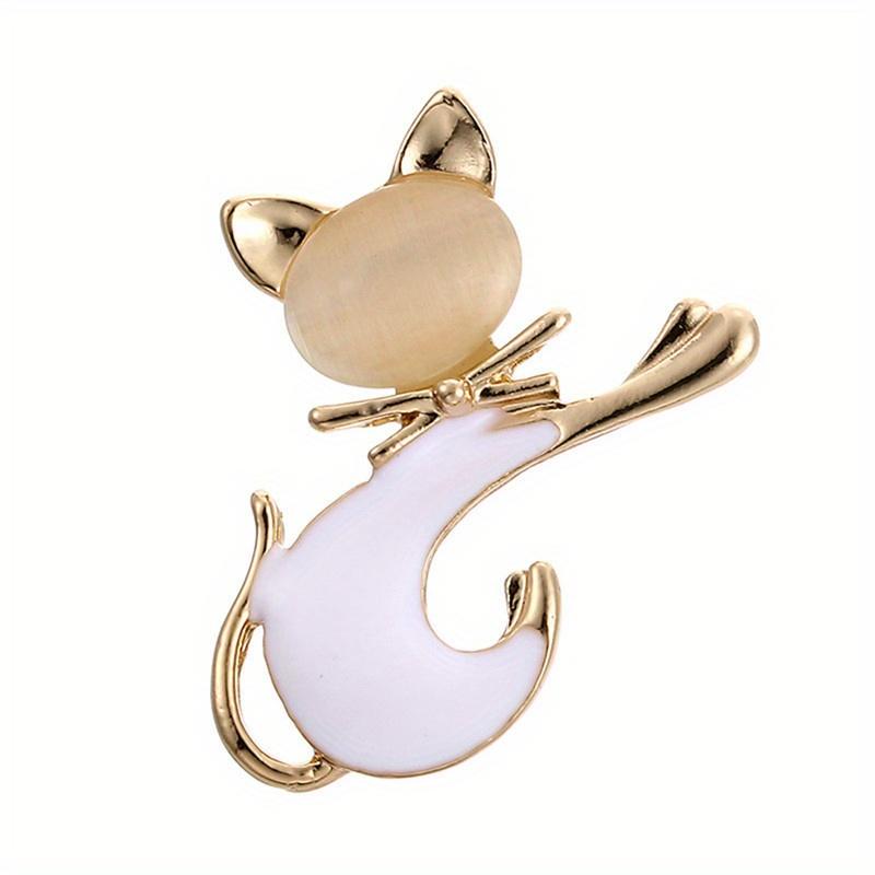 SKEDS Women Men Fashion Creative Exquisite Cute Cat Crystal Pin Lovely Kitten Rhinestone Delicate Kitten Enamel Brooch Badges