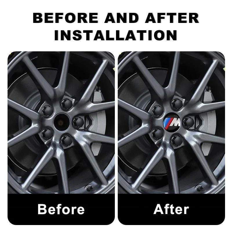 4Pc 56mm Car Wheel Stickers Center Hub Cap Car Emblem Badge Decal For BMW M8 M7 M6 M5 M4 M3 M2 M1 F30 F10 F15 E30 E46 E90 E60