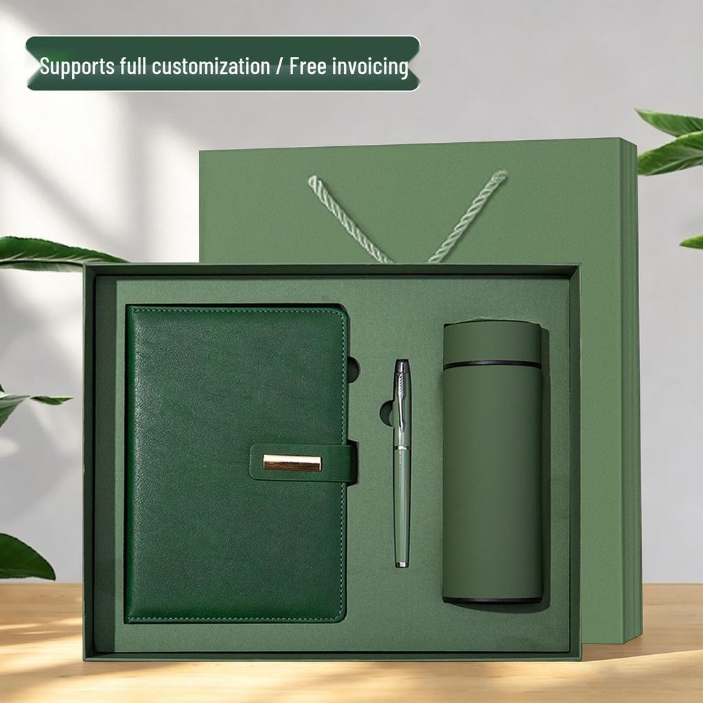 Luxury Business Notebook & Thermos Cup Set - Customizable Logo for Office Souvenirs