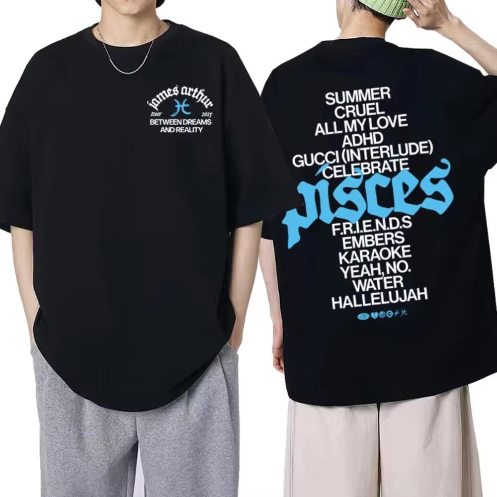 James Arthur The Pisces World Tour Printed TShirt Men Women Fashion Shortsleeved Casual pure Cotton Tshirt Harajuku Top 3XL