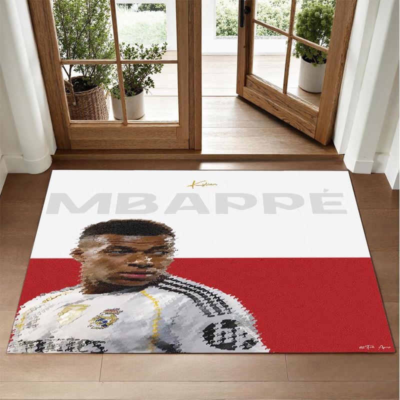 Kylian Mbappe Design Kristall Samt Teppich Weiche Dekorationsmatte für Schlafzimmer Eingang