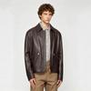 Vintage PU Leather Jacket Men's Lapel Jacket Fashion Loose Top Men's