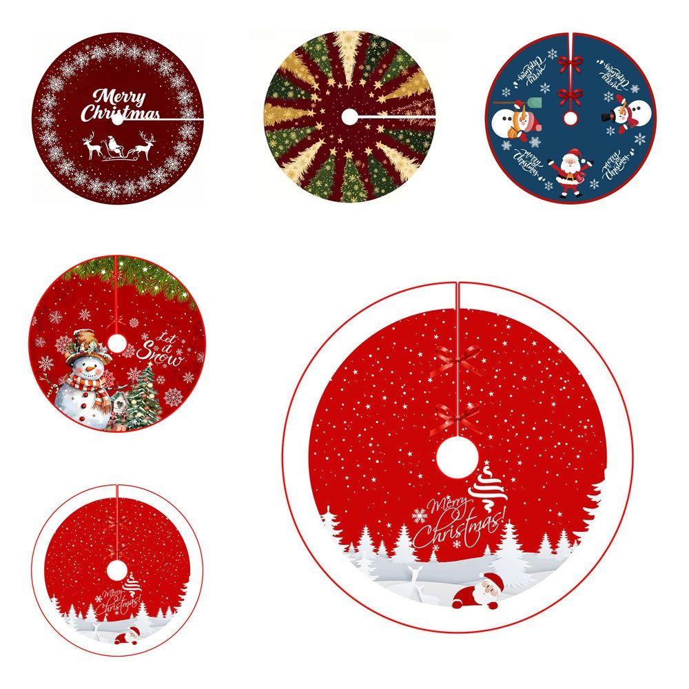 Fabric Christmas Tree Base Cover Round Shape Round Tree Skirt Holiday Home Decor