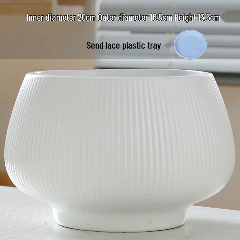 Ceramic Flower Pot with Tray for Orchids and Succulents