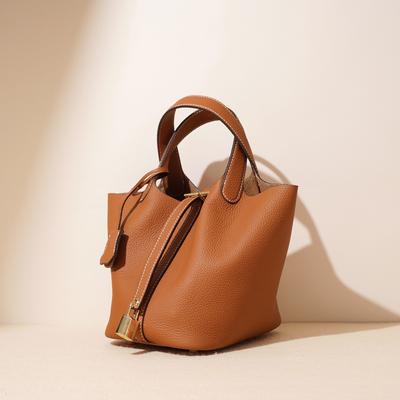 Top-layer Leather Basket Leather Bag Women's Niche Design High-quality Texture Large Capacity Handbag Bucket Bag