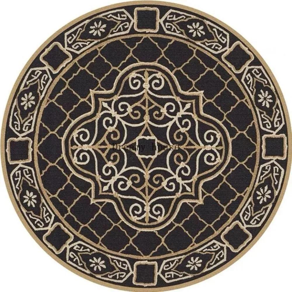 Retro Round Living Room Carpet American Hanging Chair Rugs Bohemia Bedroom Bedside Rug Home Luxury Decoration Sofa Non-slip Mat
