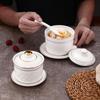 Keramik-Schmortopf mit Deckel, goldrandig, für den gewerblichen Gebrauch: Ideal für Vogelnestersuppe, gedämpfte Desserts und Eier.