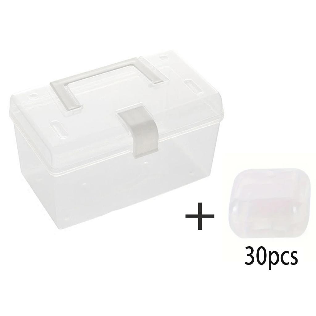 Diamantově malovaná diamantová průhledná úložná krabička - Snadno otevíratelná mini krabička na šperky - Vhodná pro DIY - Prostorově úsporný a přenosný design