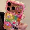 Korean Style Ins Dopamine Colorful Checkered 3D Flower iPhone 17 Pro Max Case for Apple 15 Pro 14 13 16 Women Unique Full Cover