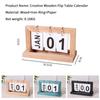 Wooden Perpetual Flip Calendar Simple Minimalist Design Desktop Ornament for Home Study Dorm Office Desk Decor