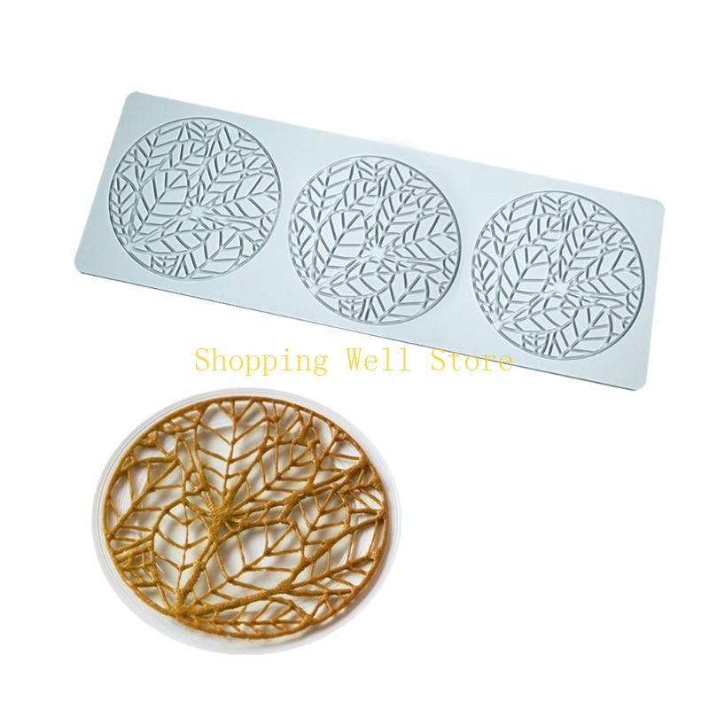 KX4B Leaf Branch Pattern Laces Mat Fondants Mat Cake Decorating Supplies