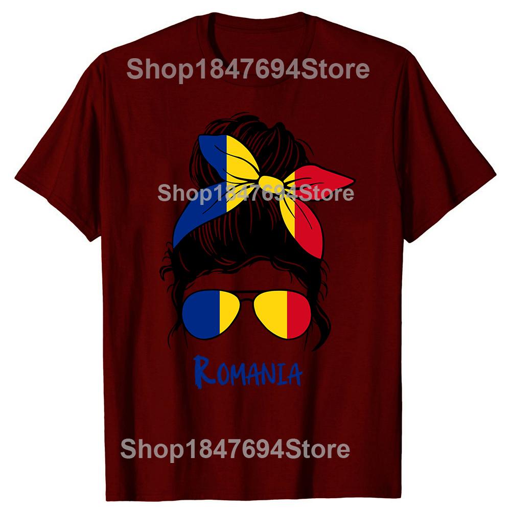 Romania Romanian Girl Woman Flag T Shirts Summer Graphic Cotton Streetwear Short Sleeve Birthday Gifts T-shirt Mens Clothing