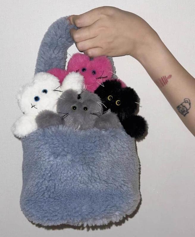 Cartoon Bear Pendant Keychain Plush Dolls Fashion Bag Ornaments Keyring for Keys