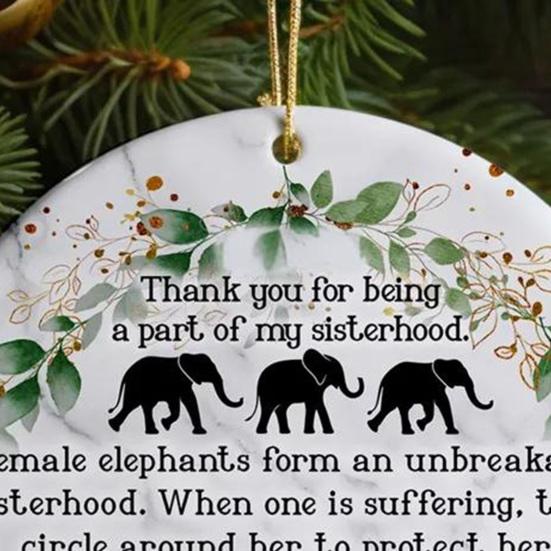 Yousheng Elephant Sisterhood Keepsake Sea Glass Art Christmas Ornament Inspirational Friendship Gift for Sisters Friends Women