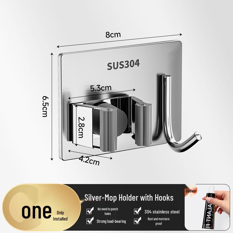 

Крючок для швабры и веника из нержавеющей стали 304 без сверления для хранения в ванной комнате