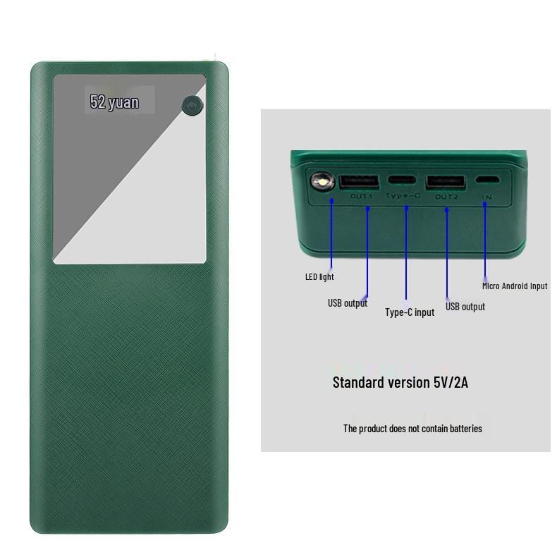 Solderless 6-Cell 26650 Battery Box Quick Charge PD Power Bank Shell Kit