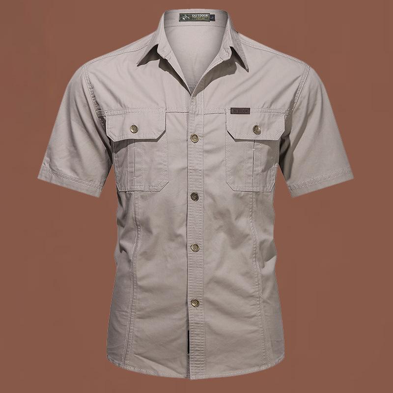 Men's Short Sleeve Outdoor Tooling Shirt Loose Breathable Soft Tooling Shirt