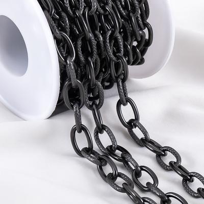 1M Black Stainless Steel Frosted Cross Oval Link Chains Heavy Chunky Hip Hop Punk Chain DIY Men Jewelry Making Material Necklace
