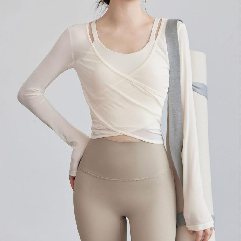Premium Yoga Suit Women's Sports Top Skinny Long Sleeves Skinny Running Training Pilates Fitness Suit Spring