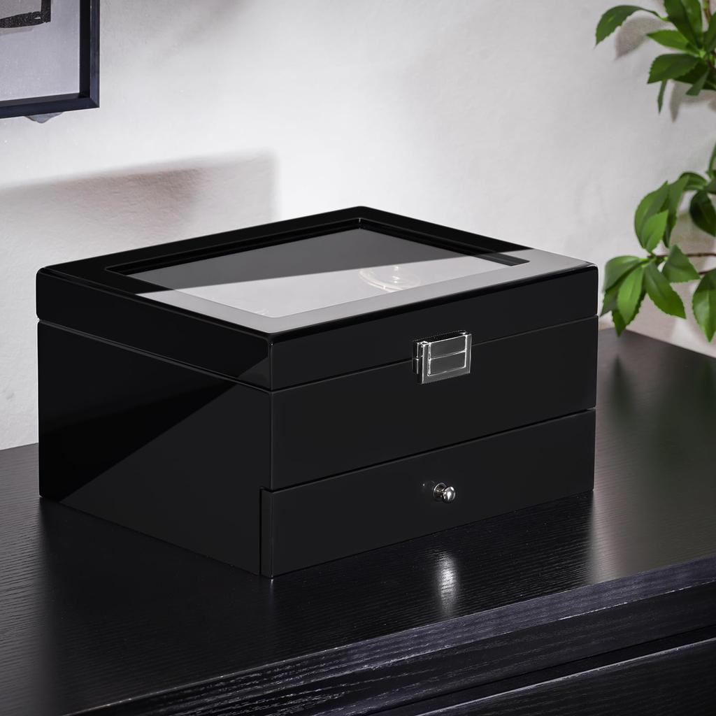 ProCase Watch Box Wooden Watch Watch Holder Organizer with Drawer and Display 8-Slot Case, Men's Case, 8-Slot Dual-Tier