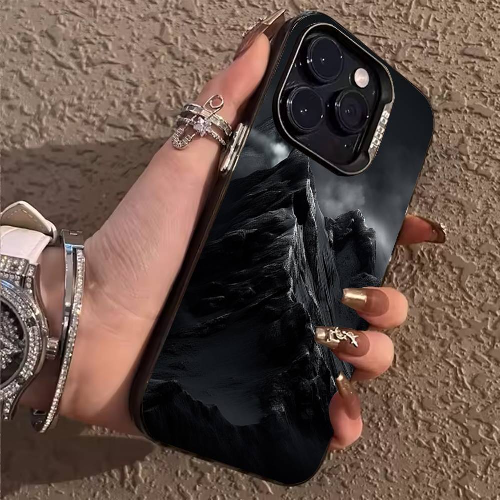 Black Mountain INS Design Phone Case For iPhone 17,16,15,14,13,12,11,Pro,Max,Plus Shockproof Cover