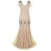 Women Vintage 1920s Bead Fringe Sequin Lace Party Flapper Cocktail Prom Dress