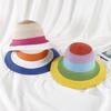 Colorful Stripes Foldable Floppy Disk Straw Hats Women Casual Summer Outdoors Beach Sun Hat Portable Wide Brim Female Panama Cap