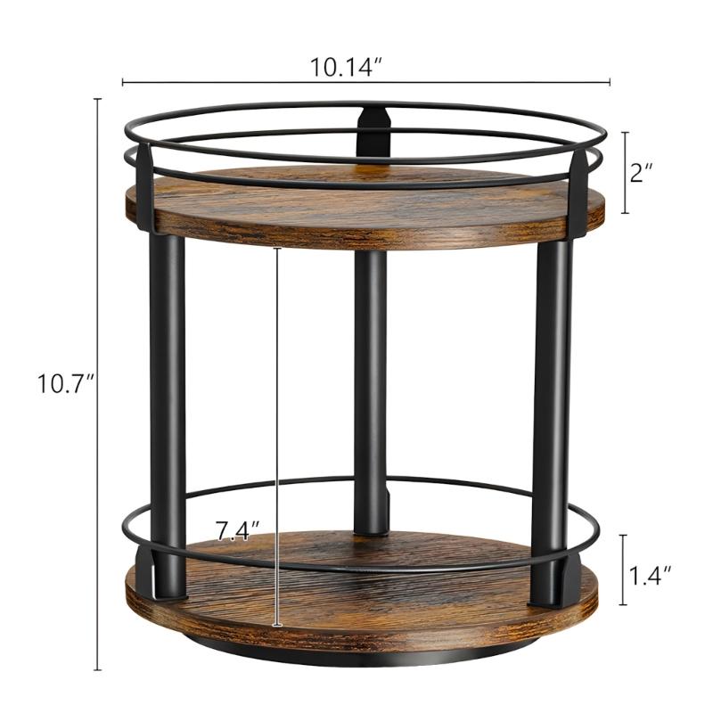 Porta condimenti girevole dal design tradizionale in legno massello per un facile accesso a spezie e bottiglie
