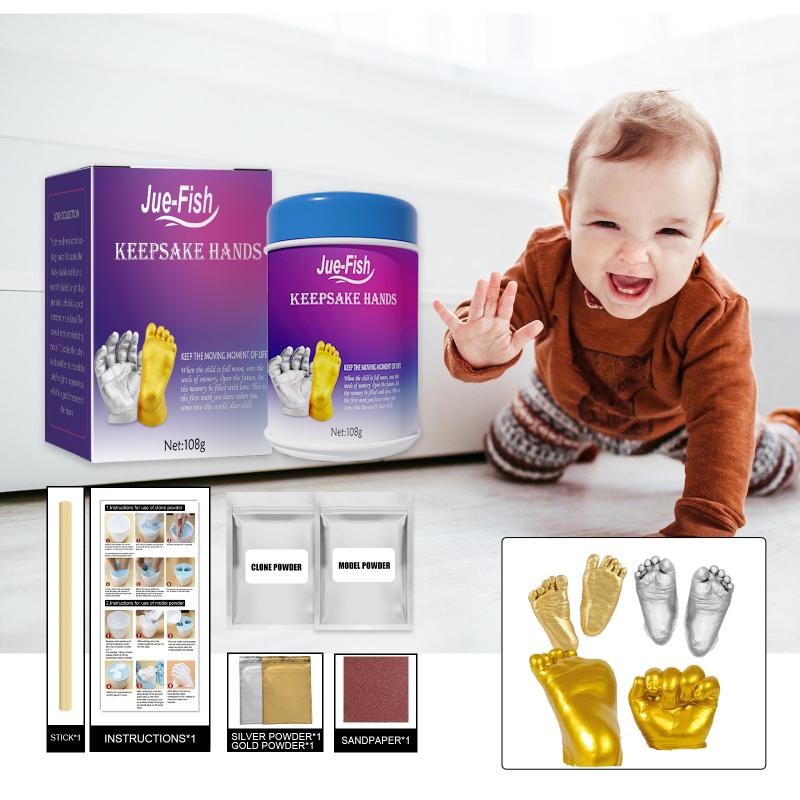 

Newborn Handprint Footprint Mold Powder - 3D Clone Keepsake For Baby Shower, Baby Milestone Memory Kit one size