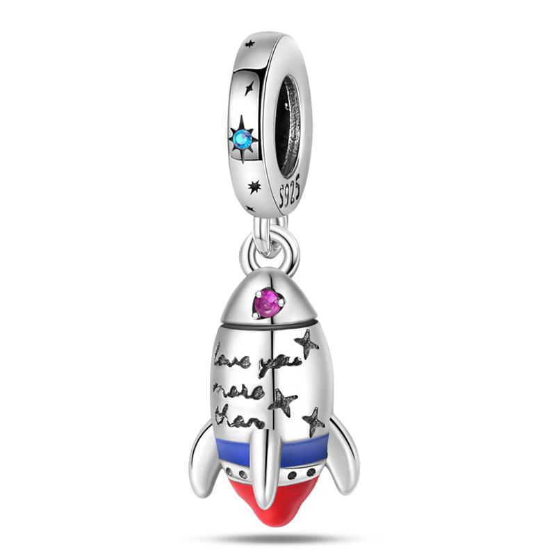 New S925 Silver Color Astronaut Spaceship Space Series Charms Beads Fit  S925 Original Bracelets DIY Anniversary Jewelry