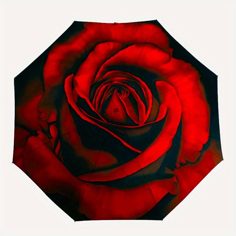 

1pc Red Rose Automatic Open/close, All-Season Portable Folding Umbrella for Friends, Travel, Everyday, Events yy250812190