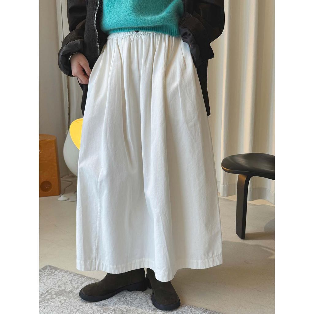 Louvre Korean Style High Waist Buttoned Elastic 3D Slimming Long Skirt - Women's Casual Spring Collection