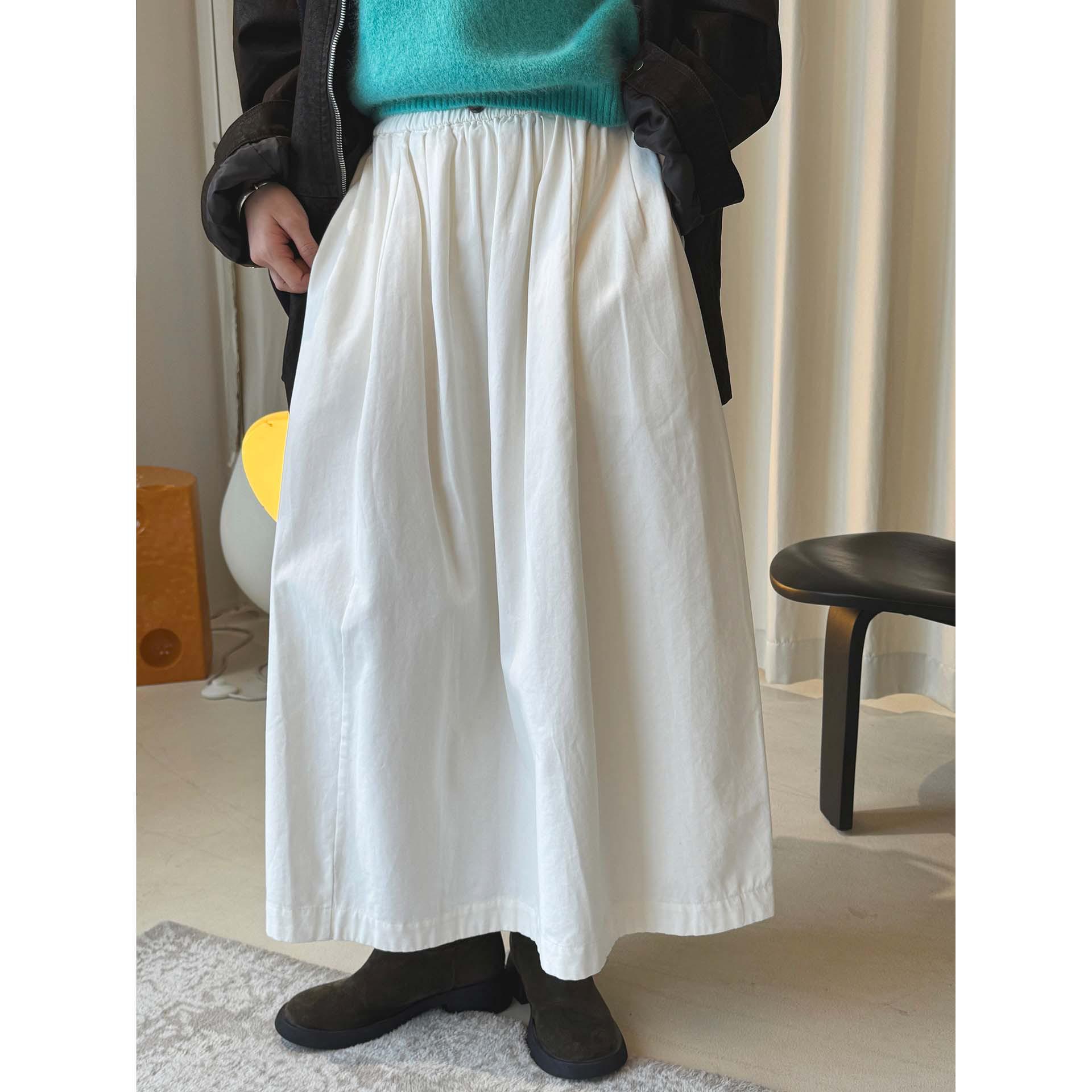 

Spring Korean High-Waisted Elastic Button 3D Skirt – Casual, Slimming & Loose Long Skirt for Women Small белый