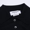 THOM BROWNE Tricou polo tricotat din lână FKC334A-Y1014-415 cu 4 nasturi, licențiat intern, mărimea 36, negru, folosit