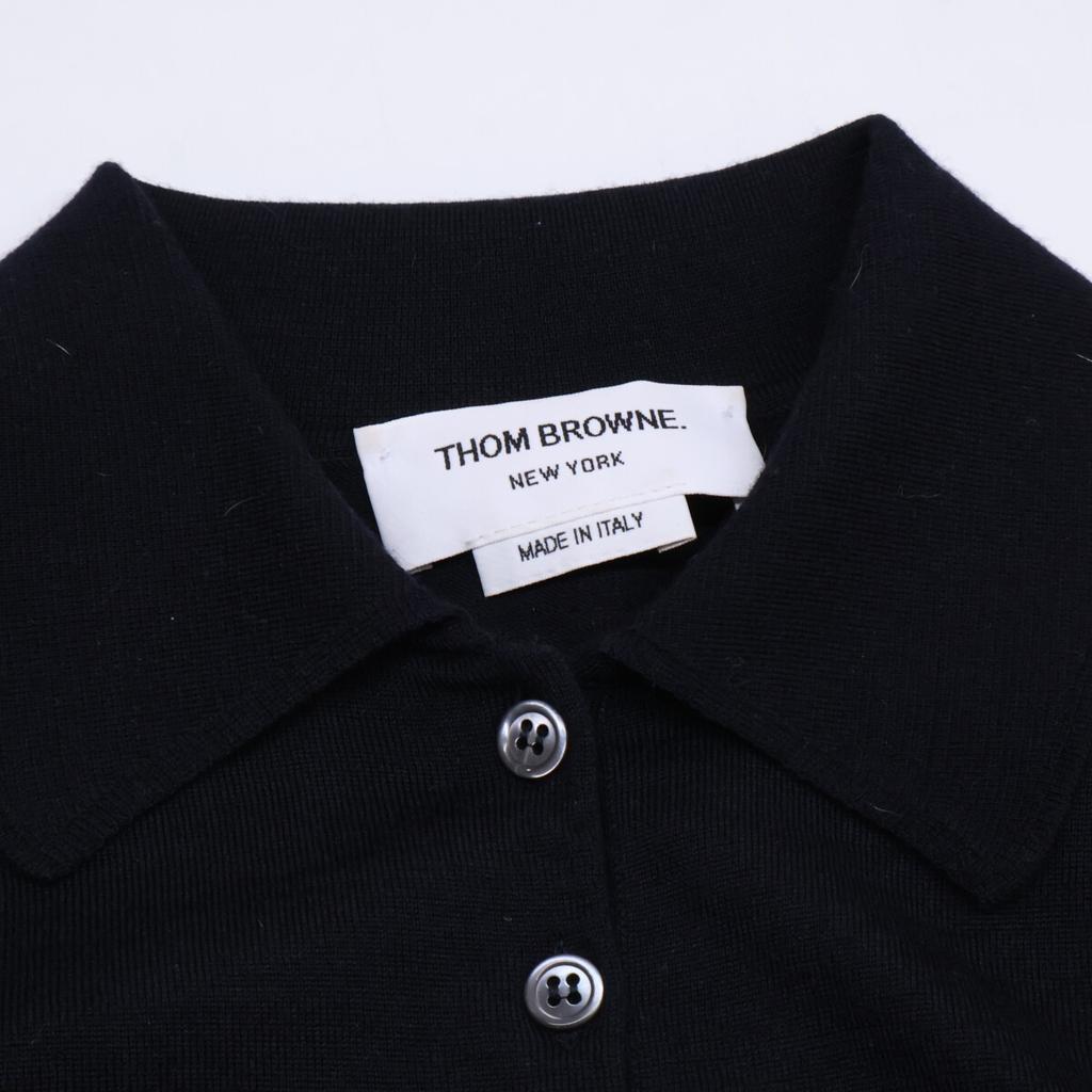 THOM BROWNE Domestically Licensed FKC334A-Y1014-415 4-Bar Wool Knit Polo Shirt tops 36 blackUsed