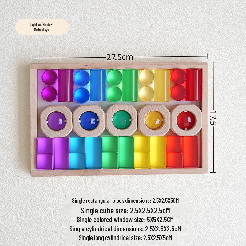 Transparent Rainbow 3D Building Blocks: Educational Acrylic Cubes for Children