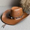 Leather Drawstring Big Brim Travel Climbing Mountain Women Cap Fisherman Hat Bucket Cap Cowboy Hat