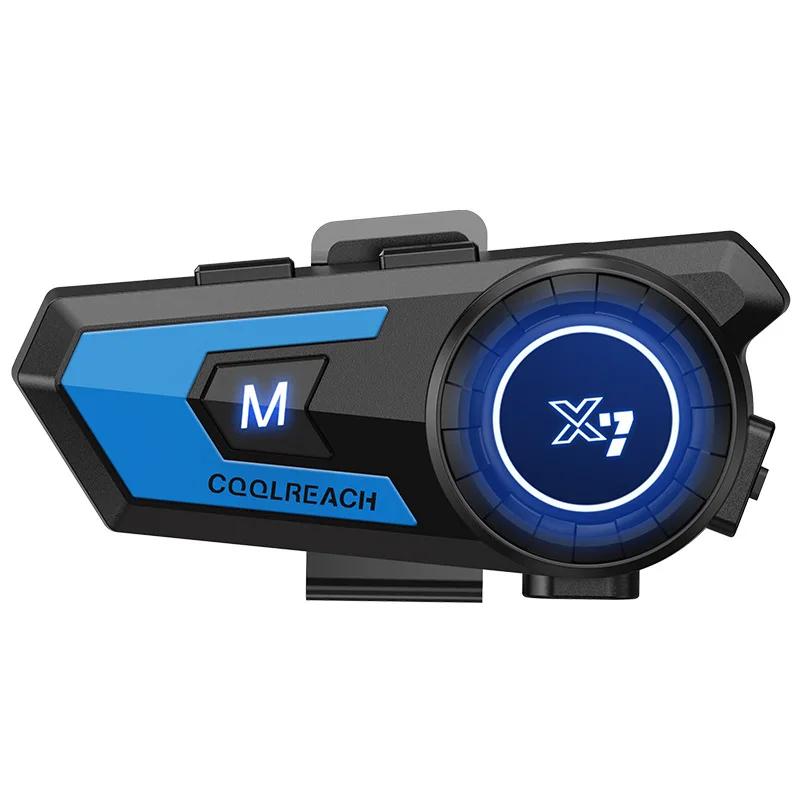X7 Motorcycle Helmet Headset Stereo Bluetooth Hands Free Call Waterproof with Tri-Color Ambient Light Hard and Soft Headset