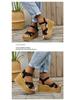 2024 Summer Plus Size Women's Wedge Heel Sandals with Buckle, European & American Style