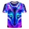 Magischer Galaxie Wolf Hoodie T-Shirt Herren und Damen Mode T-Shirt T-Shirt 3D Sweatshirt Freizeitshirt