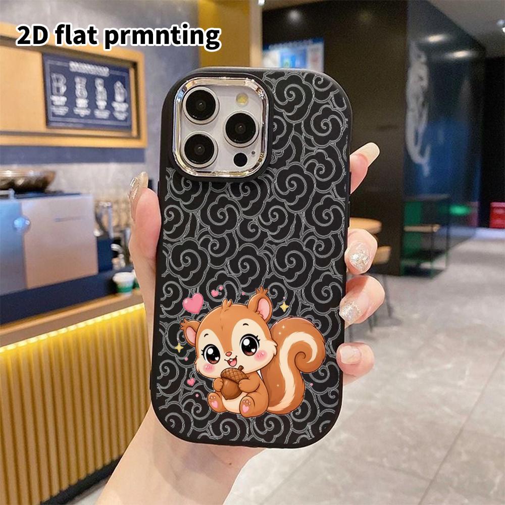 Phone Case: 2D Flat Design Suitable for iPhone 18 17 16 15 14 13 Pro Protective Case, Couple Style, Brown Little Squirrel, Christmas and Halloween Gif