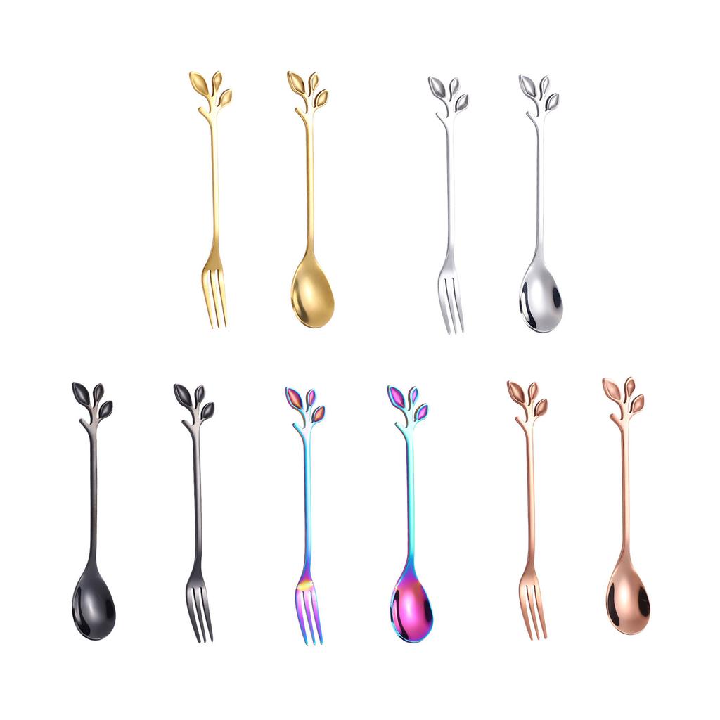 2Pcs Forks and Spoons Set 4.7Inch Stainless Steel Flatware Cutlery Set for Home Kitchen and Restaurant Mirror Polished