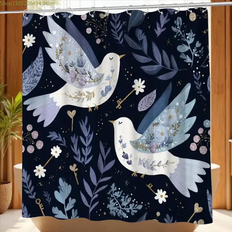 A Bathroom Shower Curtain Featuring Nocturnal Creatures, Perfect for Anniversaries, Includes 12 Hooks, Measuring 180*180Cm, Id