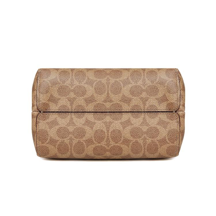 COACH Charlie Canvas With Leather Crossbody Bucket Bag, Shoulder Bag Small Women's Brown/Rusty 1027-B4NQ4
