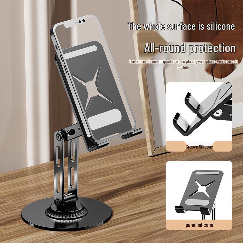 360° Dual-Fold Carbon Steel Phone & Tablet Stand for Multi-functional Use