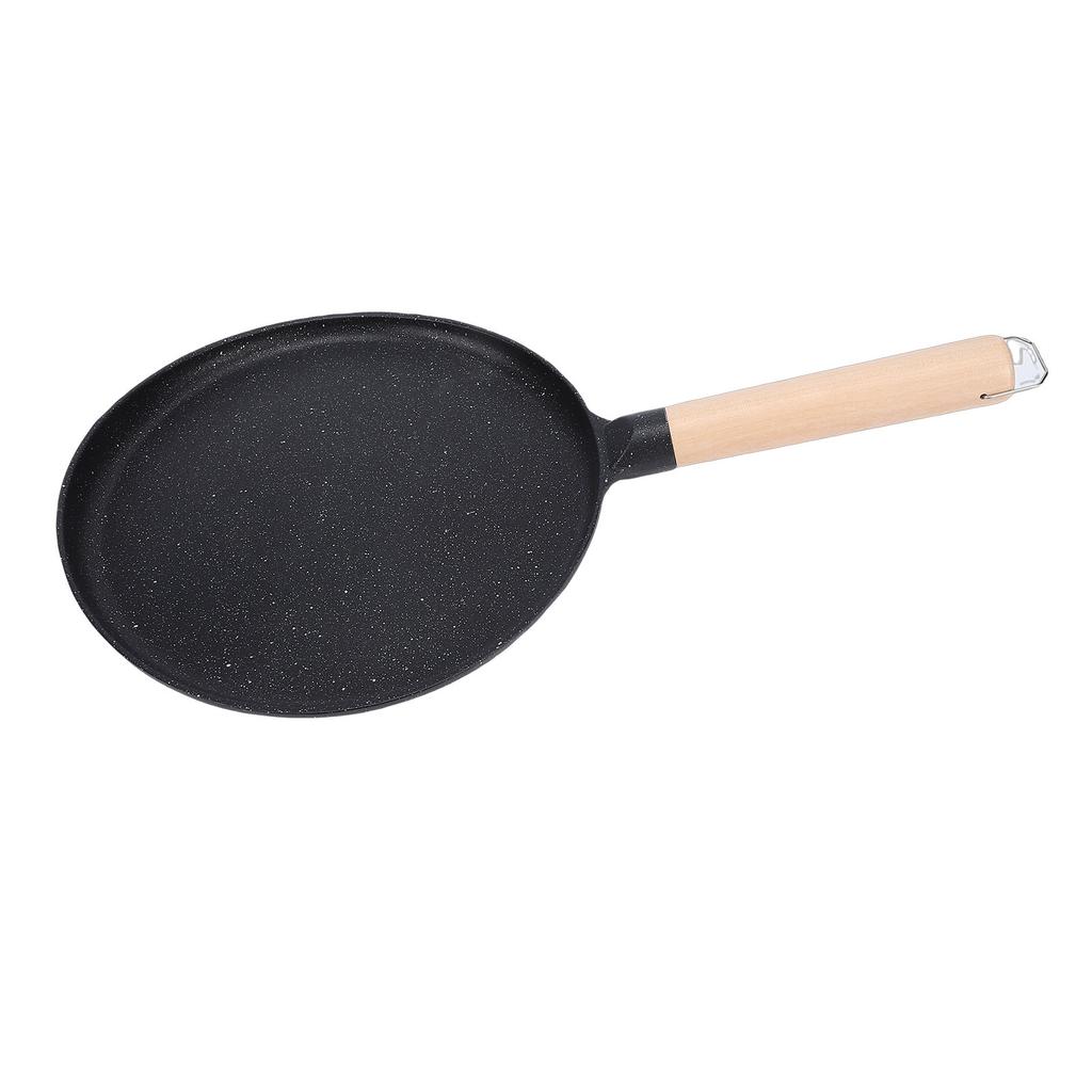 Pancake Griddle Anti Stick Coated Aluminum Alloy Flat Skillet with Wood Handle for Tortilla Roti Indian Pancake
