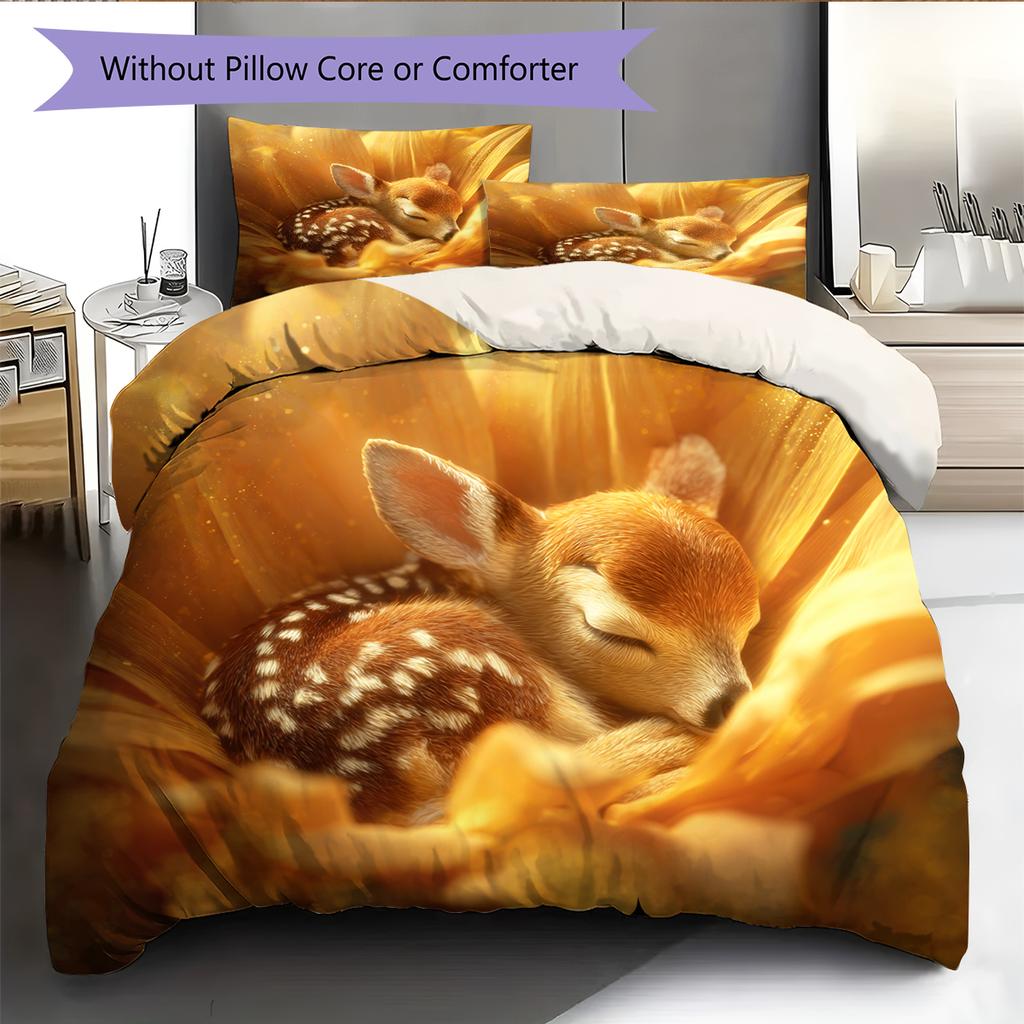 Conjunto de Colcha com Padrão de Desenho Animado Capa de Colcha Fronha Decoração de Casa Presente de Aniversário (1 capa de edredom + 2 fronhas, sem enchimento.)