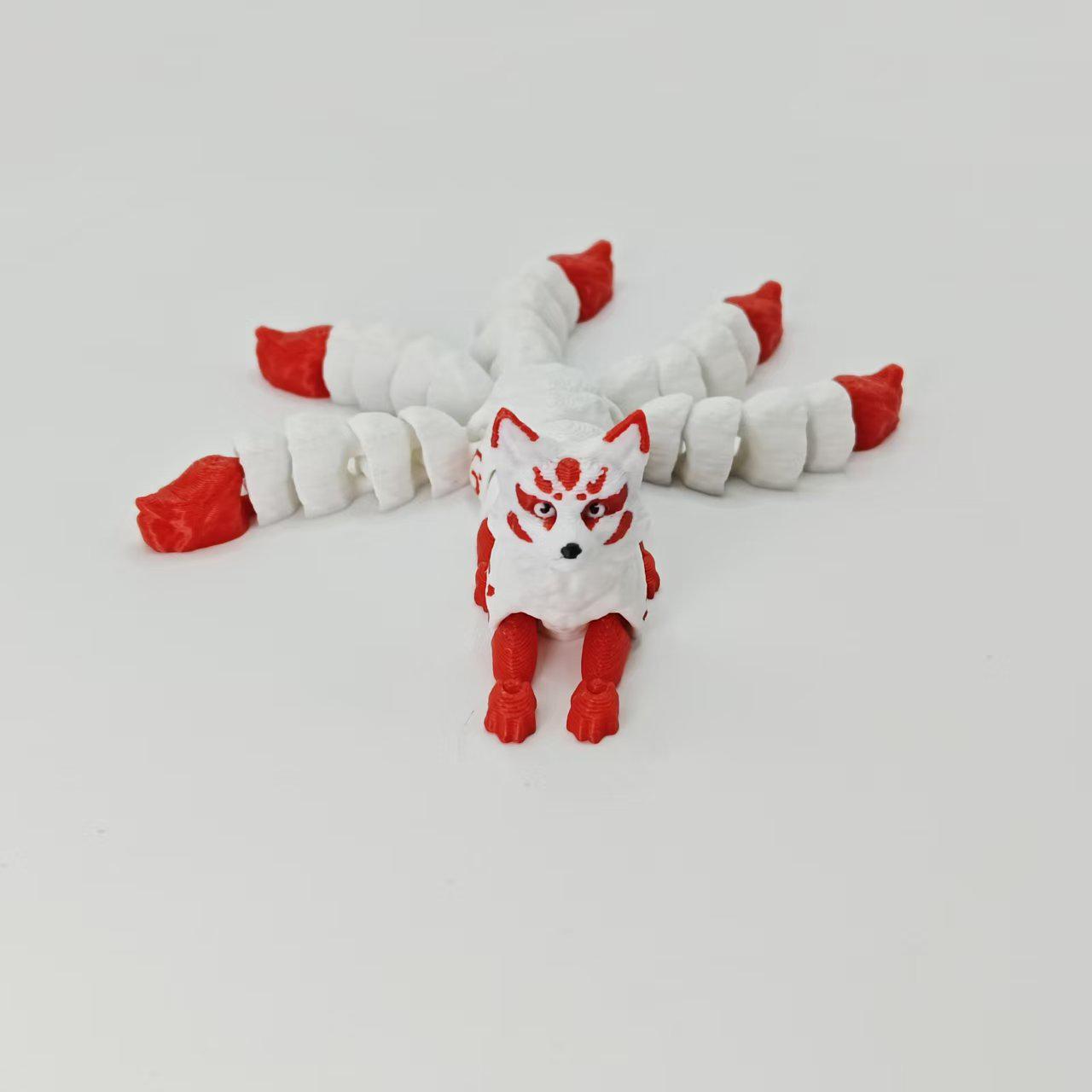 Five-Tailed Fox 3D Printed Desktop Decoration – Hinge Fox Figure Toy Model for Children s Ornament