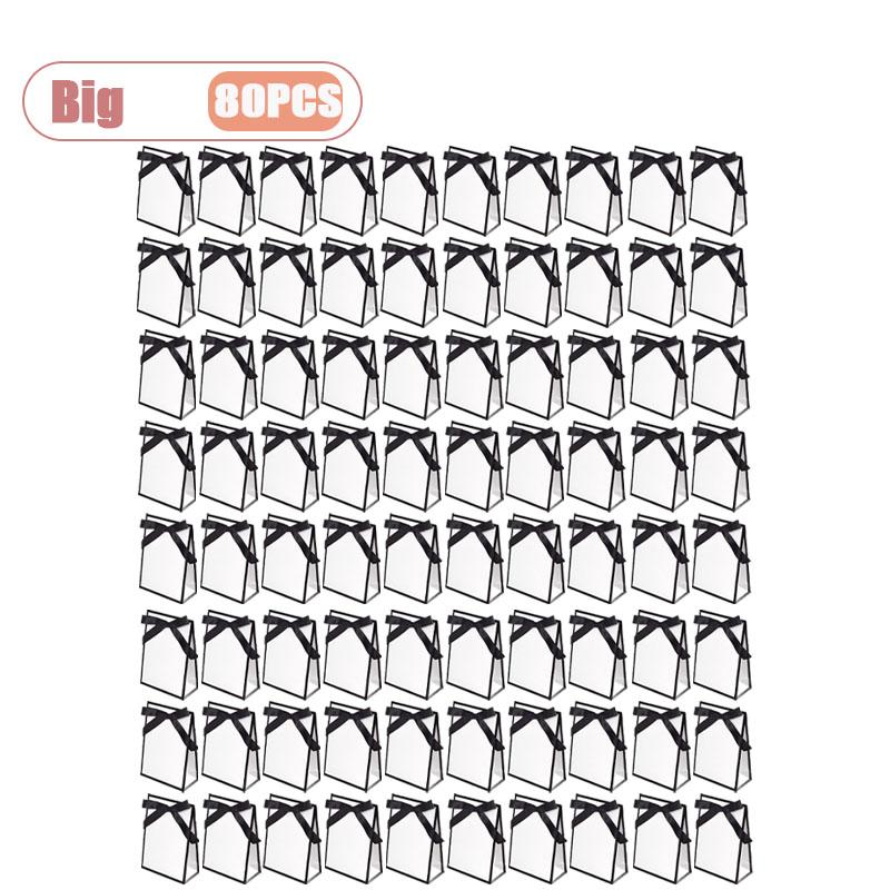 10-80PCS Black White Bow Gift Bag Wedding Birthday Bridal Shower Party Tote Elegant Reusable Gift Packaging Bag