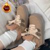 Moda Feminina Tênis de Plataforma Vintage Tênis de Salto Grosso Quentes Peludos Casuais para Corrida Plataforma Esportivo Sapatos Brancos